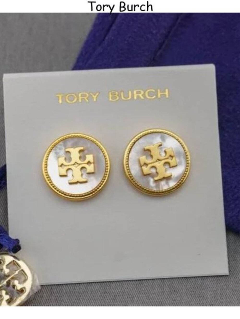 Tory Burch Roxanne Button Stud Earrings in Mother of Pearl